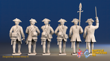 Seven Years’ War Prussian Musketeers Command - March Attack - Set 3, rear view. Supplied unpainted.