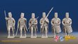 Seven Years’ War Russian Pandur Grenadiers Command - Charging - Winter Uniform, front view. Supplied unpainted.