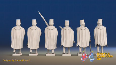 Seven Years’ War Russian Pandur Grenadiers Command - Charging - Winter Uniform, rear view. Supplied unpainted.
