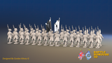 Seven Years’ War Russian Musketeer Battalion - March Attack - Winter Uniform - Observation Corps - 30 Figures, rear view. Supplied unpainted.