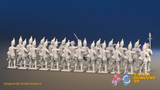 Seven Years’ War Prussian Grenadier Battalion - Firing Line - Plain Lapels and Pointed Lapel Lace - 30 Figures, rear view. Supplied unpainted.