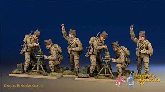 Colourised WW2 British Commando mortar teams in cap comforters
