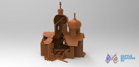 Russian damaged village terrain model