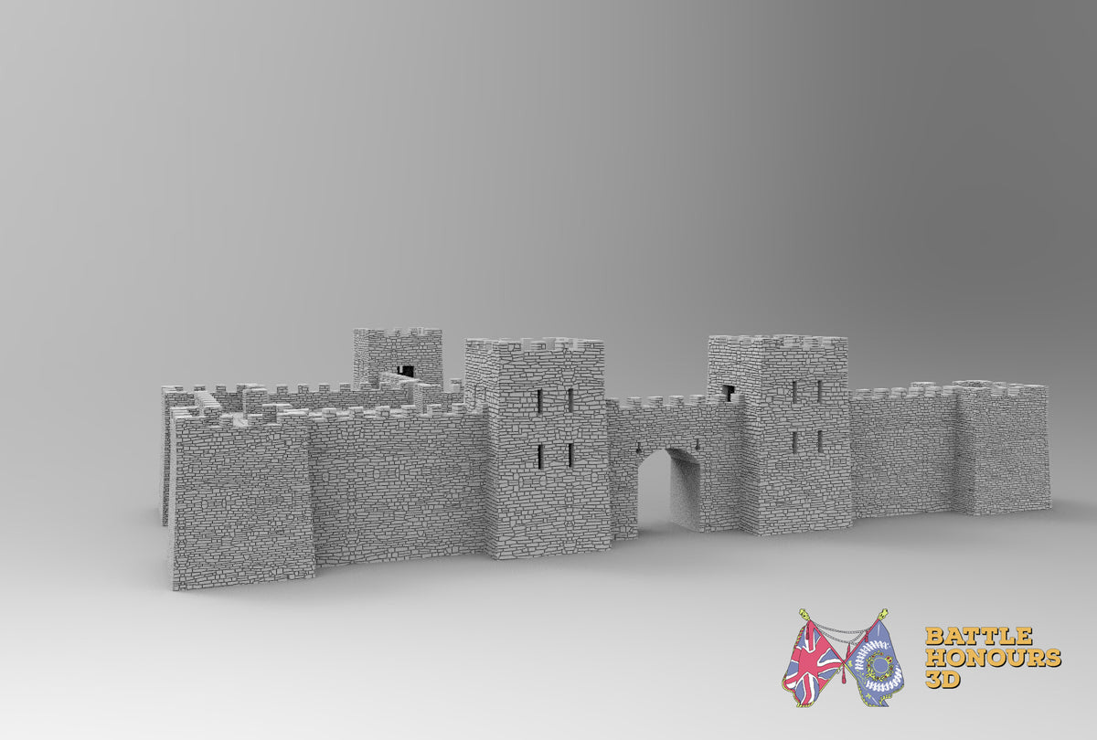 Norman castle walls terrain model view 3