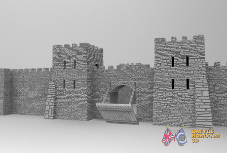 Norman castle walls terrain model view 2