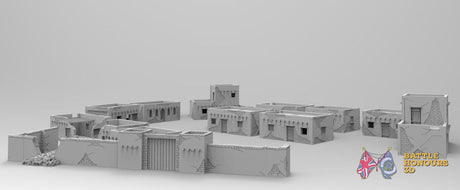 Rural buildings bundle terrain model view 3