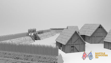 Saxon village with palisades terrain model view 2