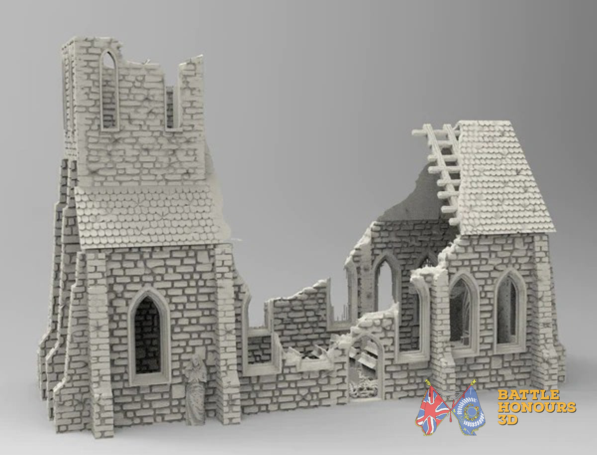 Destroyed church terrain model view 1