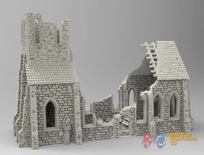 Destroyed church terrain model view 1
