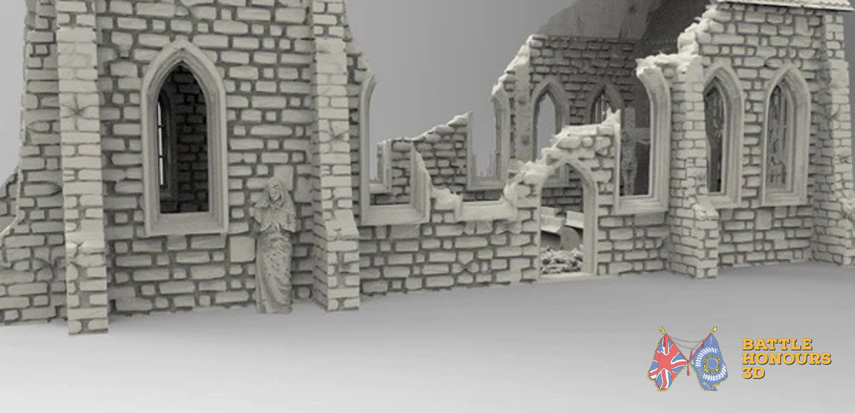 Destroyed church terrain model view 3