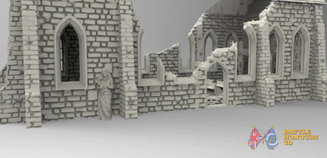 Destroyed church terrain model view 3