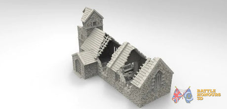 Destroyed old church terrain model view 4