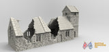 Destroyed old church terrain model view 2