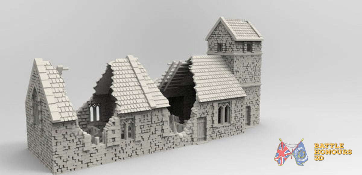 Destroyed old church terrain model view 2