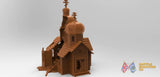 Damaged Russian church terrain model view 2