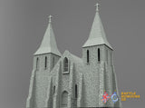 Church with towers terrain model view 4