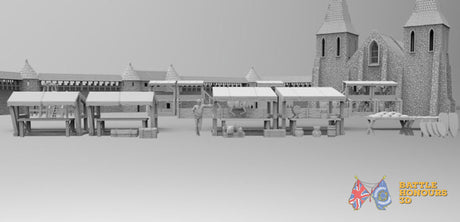 Medieval market terrain model view 1