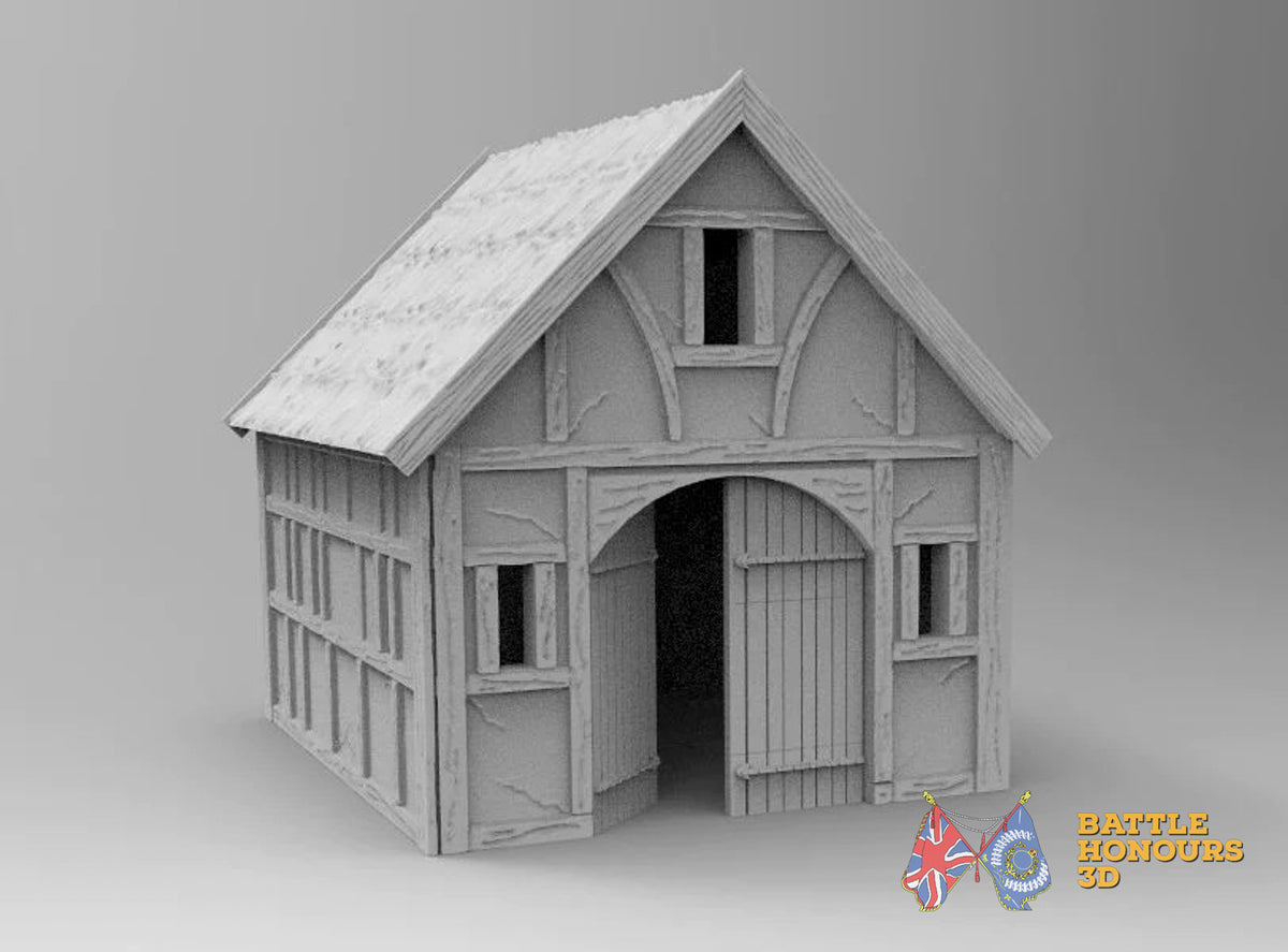 Medieval barn terrain model view 3