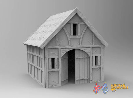 Medieval barn terrain model view 3