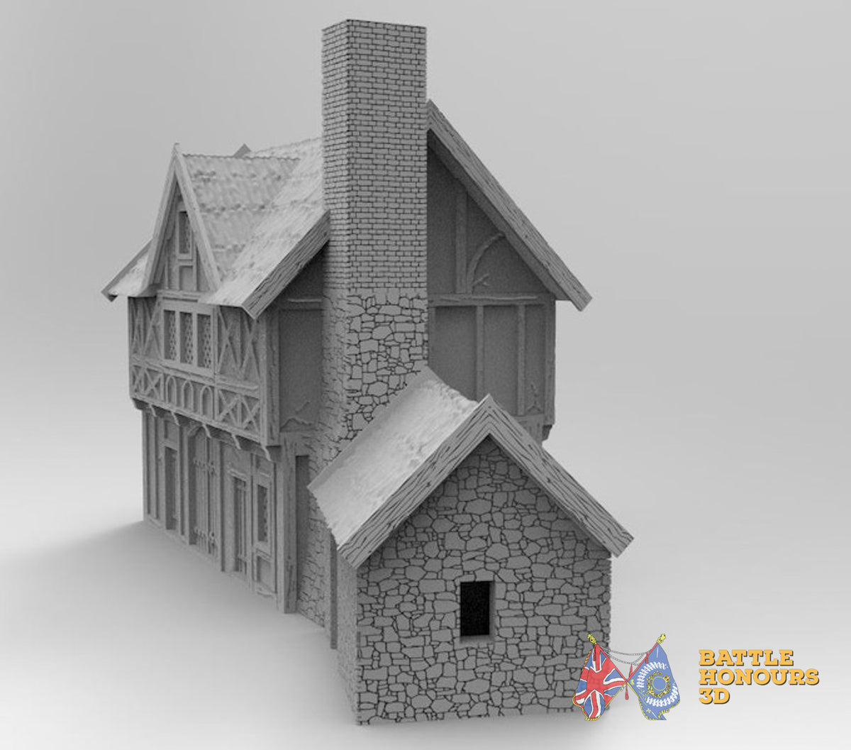 Medieval farmhouse terrain model view 3