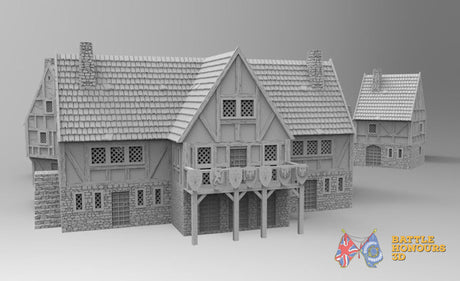 Medieval guildhouse terrain model view 4