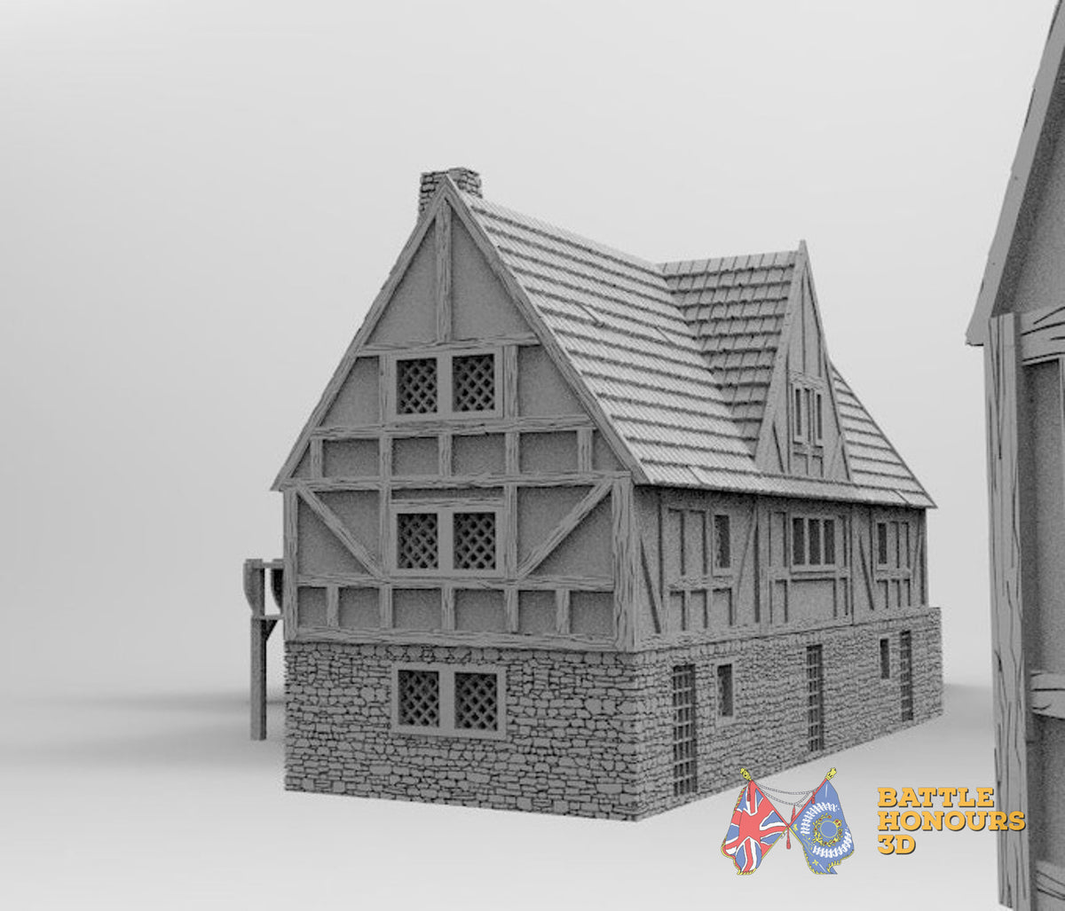 Medieval guildhouse terrain model view 2