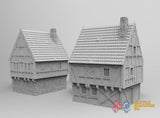Medieval houses terrain model view 1