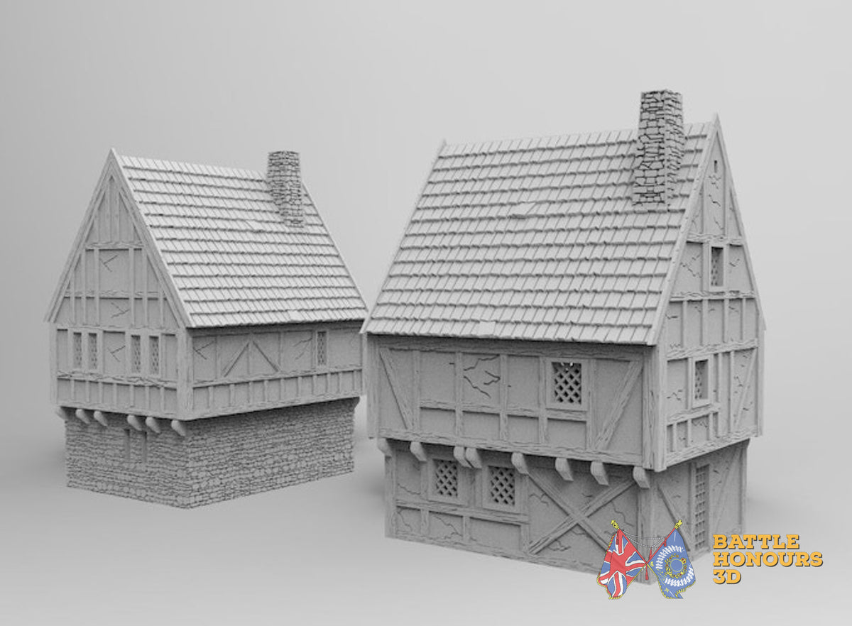 Medieval houses terrain model view 1