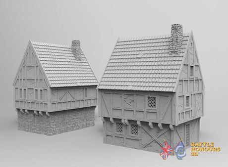 Medieval houses terrain model view 1