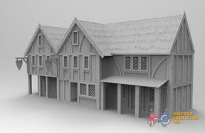Medieval inn terrain model view 3