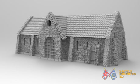 Medieval tithe barn terrain model view 1