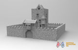 Medieval tower house with turreted roof terrain model view 1