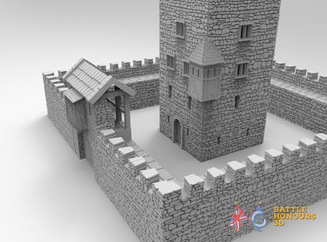 Medieval tower house terrain model view 4