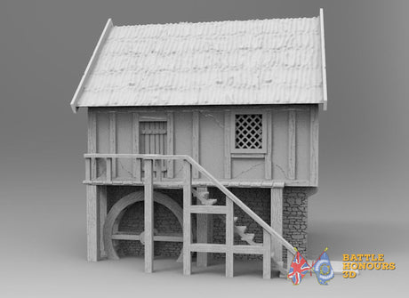 Medieval watermill terrain model view 4