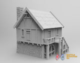 Medieval watermill terrain model view 3