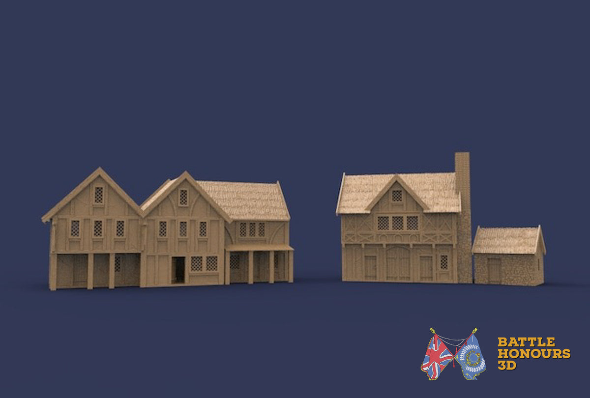Medieval village terrain set model view 1