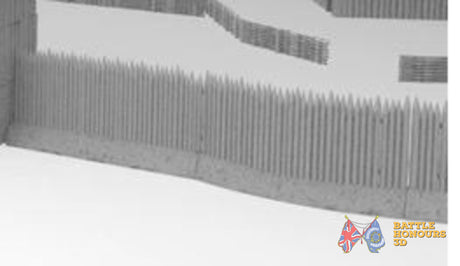 Palisade walls with towers terrain model view 3