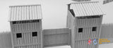 Palisade walls with towers terrain model view 1