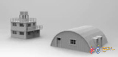 RAF control tower and hut terrain model view 3