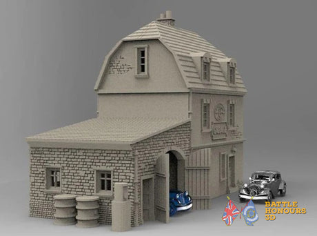 French garage with annex terrain model view 2