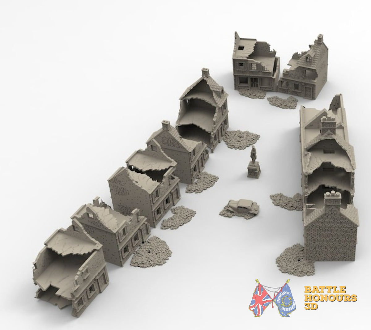 French destroyed town terrain set view 5