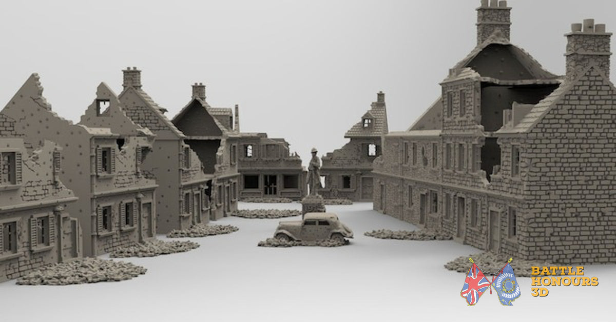 French destroyed town terrain set view 4