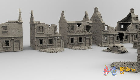 French destroyed town terrain set view 2