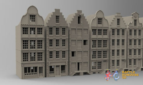 Large set of Dutch townhouses terrain model view 1