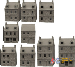 French town terrain set in stone model